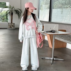 Starbean 兒童蕾絲蝴蝶大學T上衣 + 長褲套裝