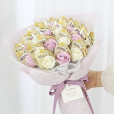 LAVINA 香皂玫瑰 20朵 現金花束 + 提袋組合, 鬆餅紫(花束), 1套