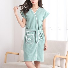 PEONIST 女款蝴蝶結口袋睡眠家居浴袍