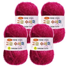 Yarna 100g 大容量高級菜瓜布編織線 4入 + A款印刷圖案 8種組合, 115 覆盆莓, 1套