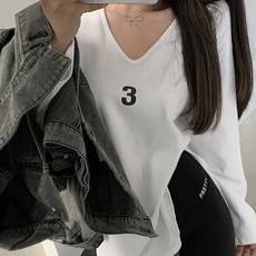 넘버쓰리 3 슬림핏 베이직 임산부 긴소매 티셔츠