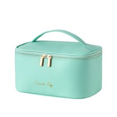 斜紋軟質手柄化妝包, 1個, 綠色