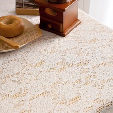 CASA VERDE Flore蕾絲荷葉邊方形桌布, 白色, 4人(130 x 150 cm)