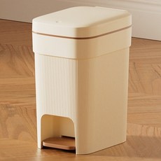 이지딜 패달 디자인 덮개형 쓰레기통, 크림옐로우 + 커피색
