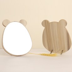ReadyBox 木質桌鏡 小熊 2入, 原木色
