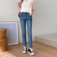 Jinmania 女款 Favron 鬆緊腰頭 褲腳流蘇 直筒牛仔褲 CC2W08