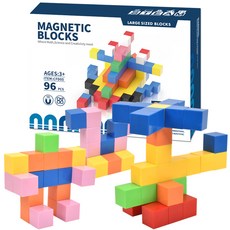 OZ TOY 磁吸建築方塊積木 不透明 cfd05 96p, 混合顏色, 1個