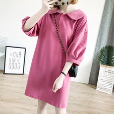 孕婦7分泡泡袖哺乳連身裙