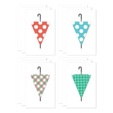 The Open House卡片盒雨傘信紙 4種組 46-0169, 紅色+薄荷色+格紋款+網格款, 3組