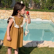 스타빈 여아용 플라워베어 프릴원피스