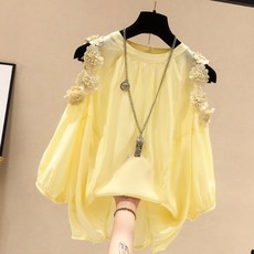 Allode 女款花朵挖肩雪紡衫