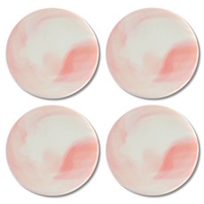 Ju and Ji 大理石紋圓形杯墊, 大理石紋粉色, 4個