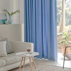 VIEW HOUSE 艾登 非遮光穿孔式客廳窗簾 2入, 深藍色
