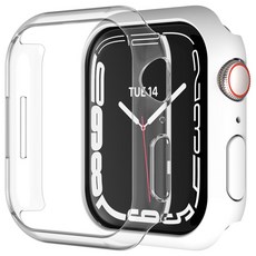 모란카노 애플워치 슬림 케이스 44mm 2종 세트, 투명, 화이트, 1개