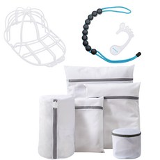 MONACO OLIVE 洗衣袋 5入+洗帽架+洗曬兩用襪子掛繩, 1組