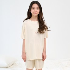 Mabam 兒童學生涼感圓領五分袖睡衣上下套裝