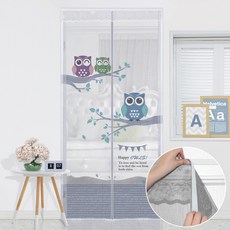 다샵 현관용 방문 자석 벨크로 부착형 모기장, 큐트아울