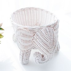Rattan Shop 高級藤編大象藤籃 N001W, 1個, 白色