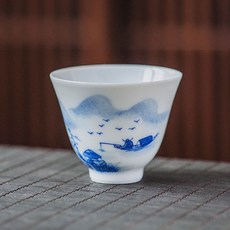 Kyungdeukjin青花釉茶杯, 白+藍, 1個
