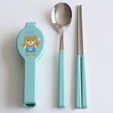 小熊餐具組, 混色, 湯匙+筷子+餐具盒