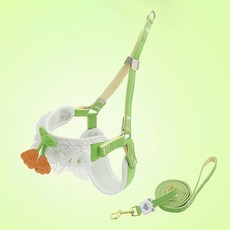 PASTEL PET 寵物比賽鬱金香胸背帶 + 皮帶套裝, 綠色, 1組