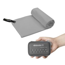 4monster 超細纖維毛巾 + EVA收納盒套組 S號, 灰色, 1個