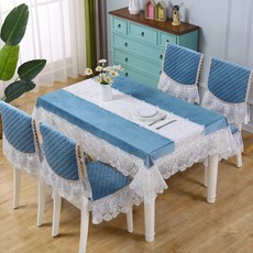 마켓에이 레이스 프란넬 식탁보, 블루, 90 x 90 cm