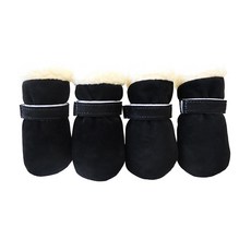 Lanboer 寵物保暖羊羔絨鞋, 黑色