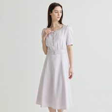 NICE CLAUP 泡泡袖傘狀連身裙, 淺紫色