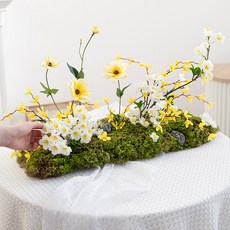 flowertree 人造花 連翹花園 中心擺飾 61 x 35 cm, 1個, 混合顏色