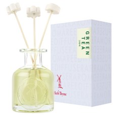 Herb Thyme 室內擴香瓶禮盒組(擴香瓶 130ml+石膏花 4入 隨機出貨+纖維擴香棒 5入), 綠茶, 1組