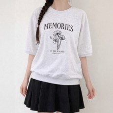 라라온 면 레터링 플라워 7부 맨투맨 26TSP3759