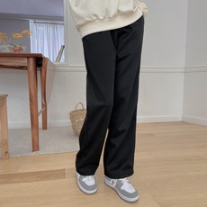 플랜데이 여성용 에몬 베이직 무지 와이드 밴딩팬츠