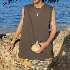 블랙101 남성용 베리고우 오버핏 민소매 티셔츠 B234MF00024