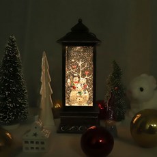 VillaDeHouse 復古提燈造型LED聖誕水晶球, 雪人水晶球