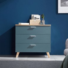 비앙스 터쿼이즈 폭 넓은 서랍장 방문설치, 라이트오크, 3단