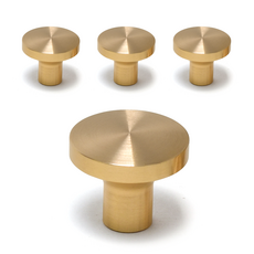 把手世界 黃銅簡約圓形(中)家具把手 金色 單孔, 4個