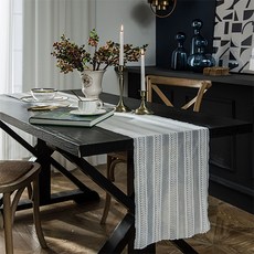 Homeflow 紮實刺繡奢華白色桌旗, 混合色, 35 x 140 cm