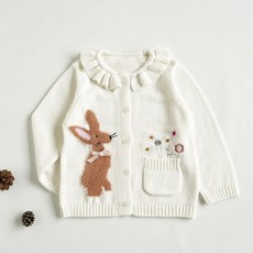 Iyumong 女童 Pitani 荷葉邊針織兔子開襟衫