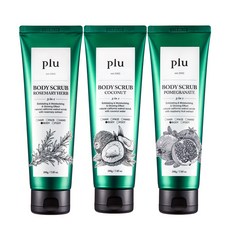 plu 原味身體磨砂膏 迷迭香香草 200g + 椰子 200g + 石榴 200g 套組, 1組