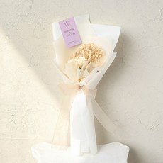 아스파시아 조화 소중한 인연 연화 카네이션 프리저브드 안개 꽃다발 + 쇼핑백, 아이보리(조화), 1개