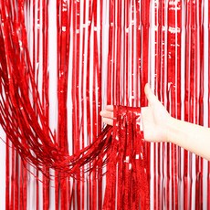 joyparty 派對全息投影鋁箔窗簾 3入, 紅色, 1套