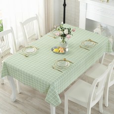 깽구 防水高級格紋桌布, 137 x 200 cm, 1個, 綠色格紋