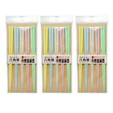 SUNLIFE 8角筷 日本製 318065 23cm, 筷子 5雙, 馬卡龍色, 3套