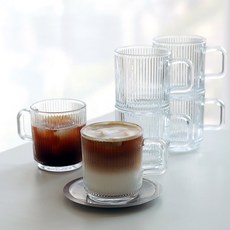 Iwooa 百褶強化玻璃可堆疊馬克杯 370ml, 單一顏色, 6個