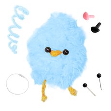 yarna 철사인형 + 핀타입 인형눈 4mm x 2p + 컬러미니삼각코 2종 + 컬러와이어링 모루 뽀글이 짹짹이 인형 만들기 세트, 1세트, 하늘 + 화이트 + 블랙 + 핑크