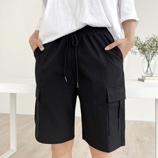 jalbba jean 女款防風鬆緊帶工裝口袋短褲