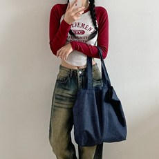 素色丹寧帆布日常環保肩背包