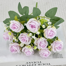 원더나인 조화 장미 꽃다발 10p, 03연보라, 1개