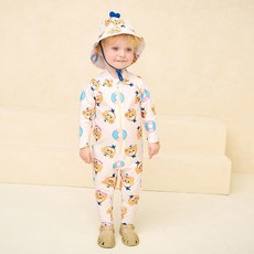 milkmile 兒童海洋熊防曬泳衣護頸帽組